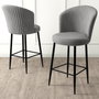 Hanah Home Taburetes de Bar Grey, Black - Metal, Tela Babyface - Altura Asiento 70cm, Ancho 46cm
